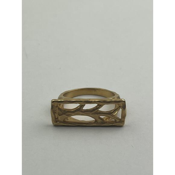 Satya Textured Gold Tone Tree Branch Ring Size 7 - Picture 3 of 10